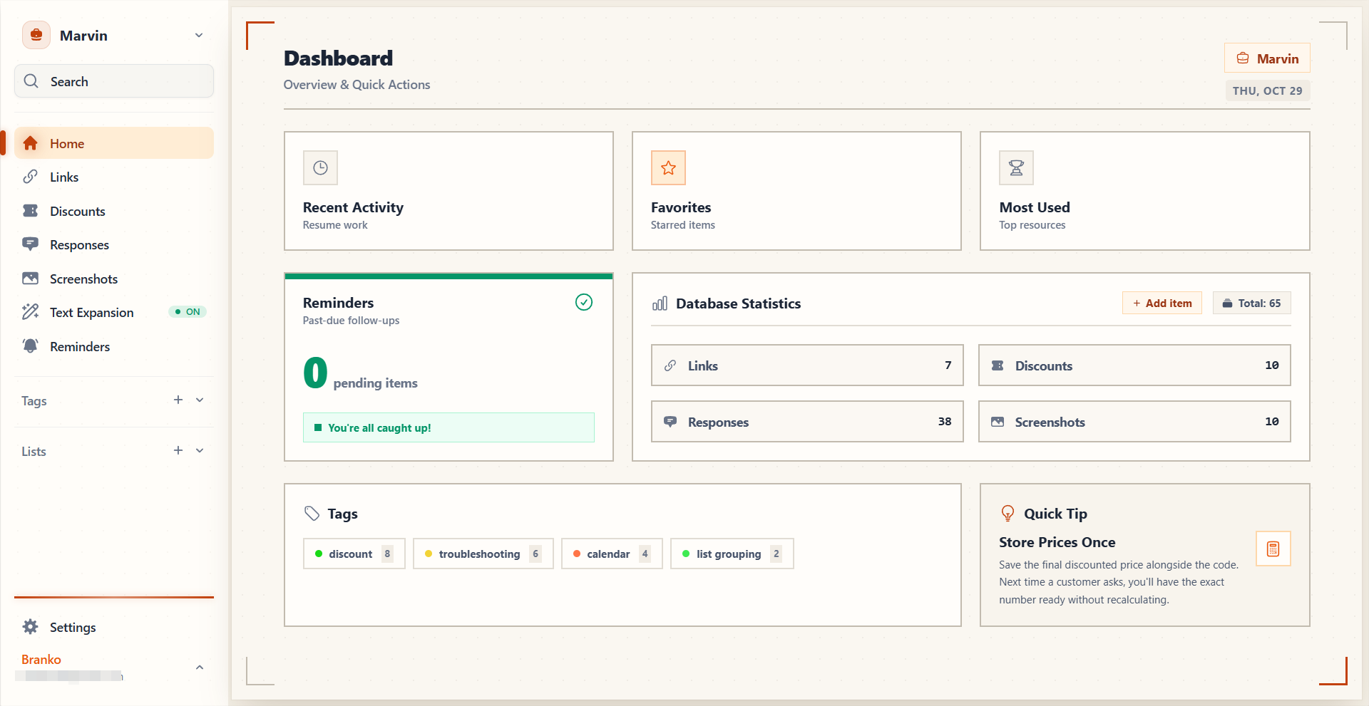 The Support Toolbox window with the sidebar on the left and the Home dashboard open